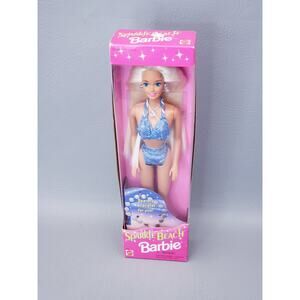 MATTEL 1995 BARBIE "SPARKLE BEACH" DOLL w/ BONUS BRACELET #13132 - SEALED